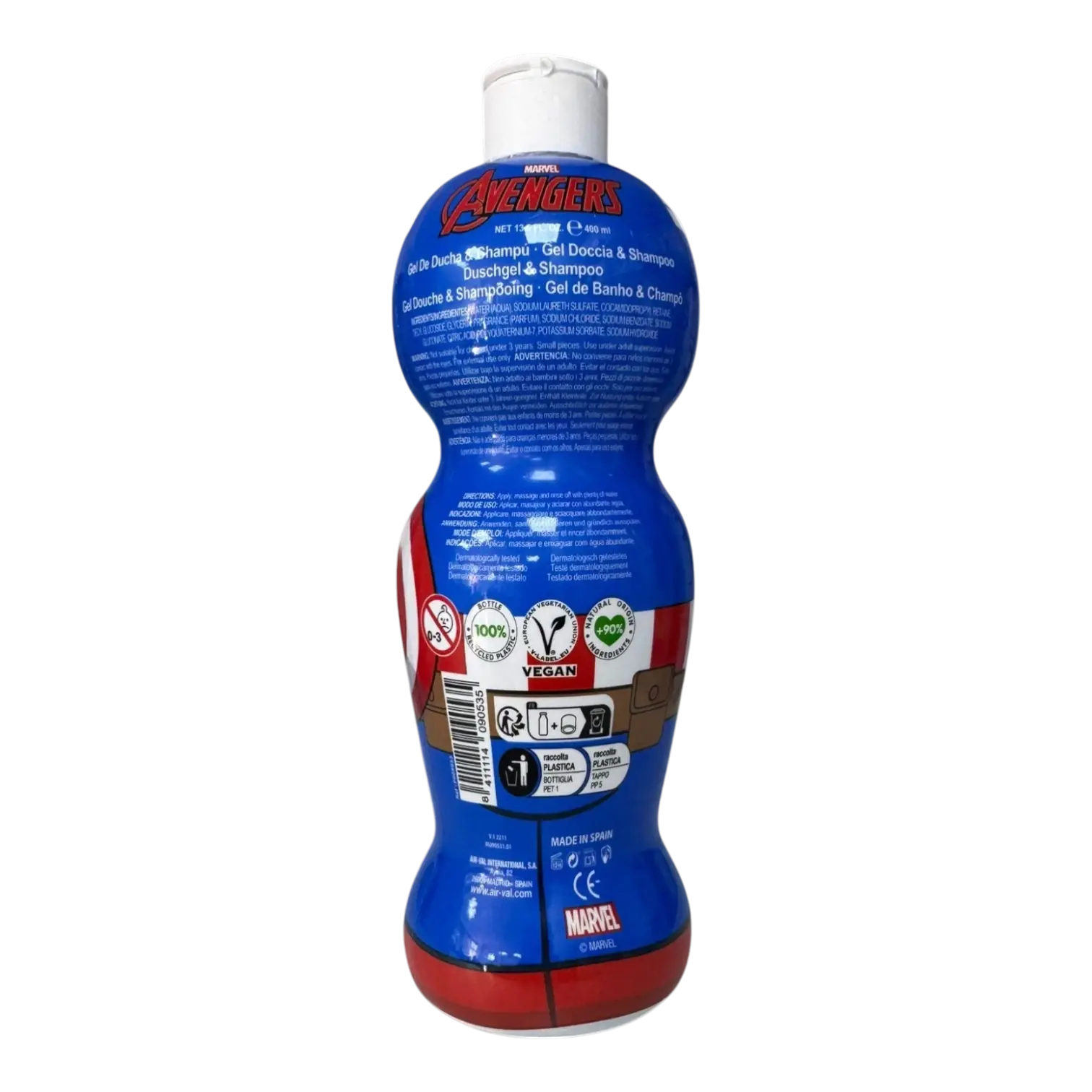 Flacon de Gel Douche & Shampoing Captain America Avengers 400ml