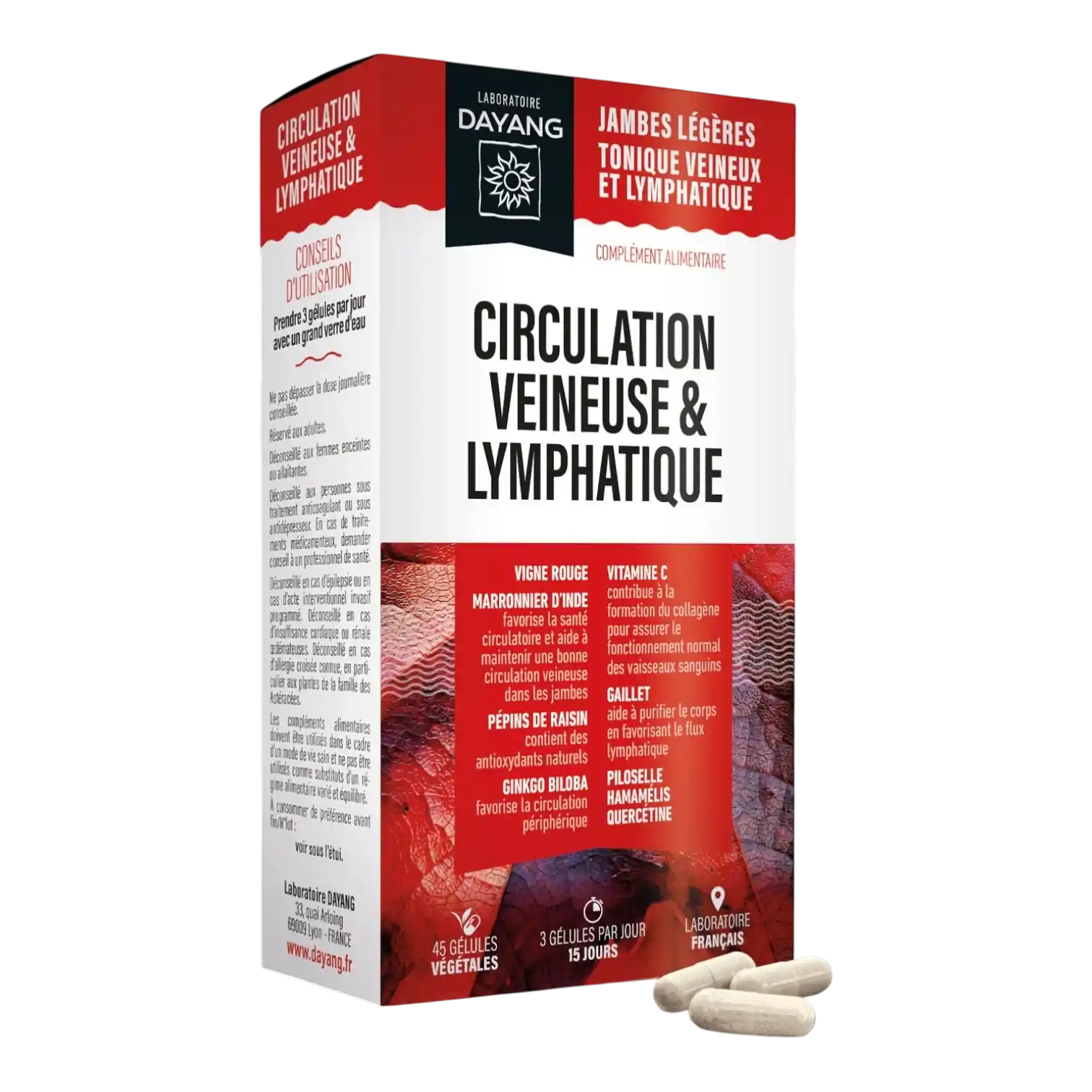 Boîte de DAYANG Circulation Veineuse & Lymphatique 45 Gélules