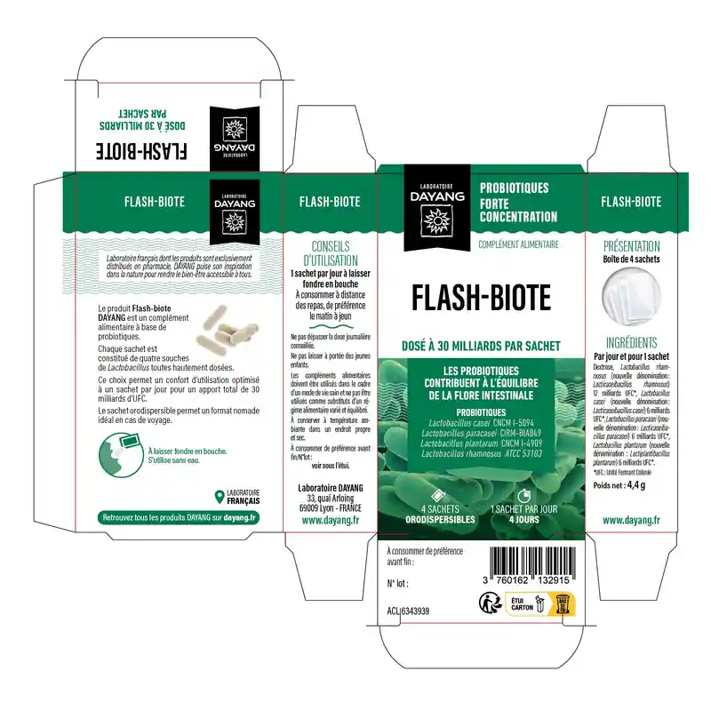 Boîte de DAYANG Flash-Biote Probiotiques Forte Concentration