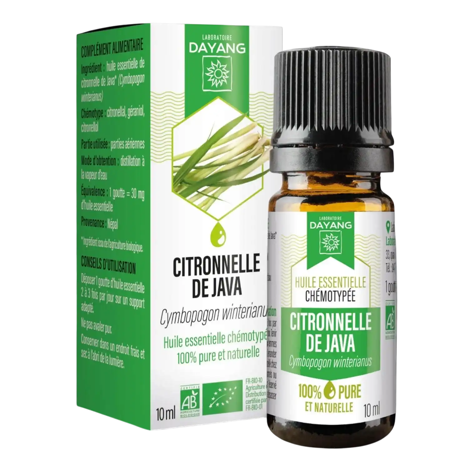 Flacon d'Huile Essentielle Citronnelle de Java 10ml DAYANG