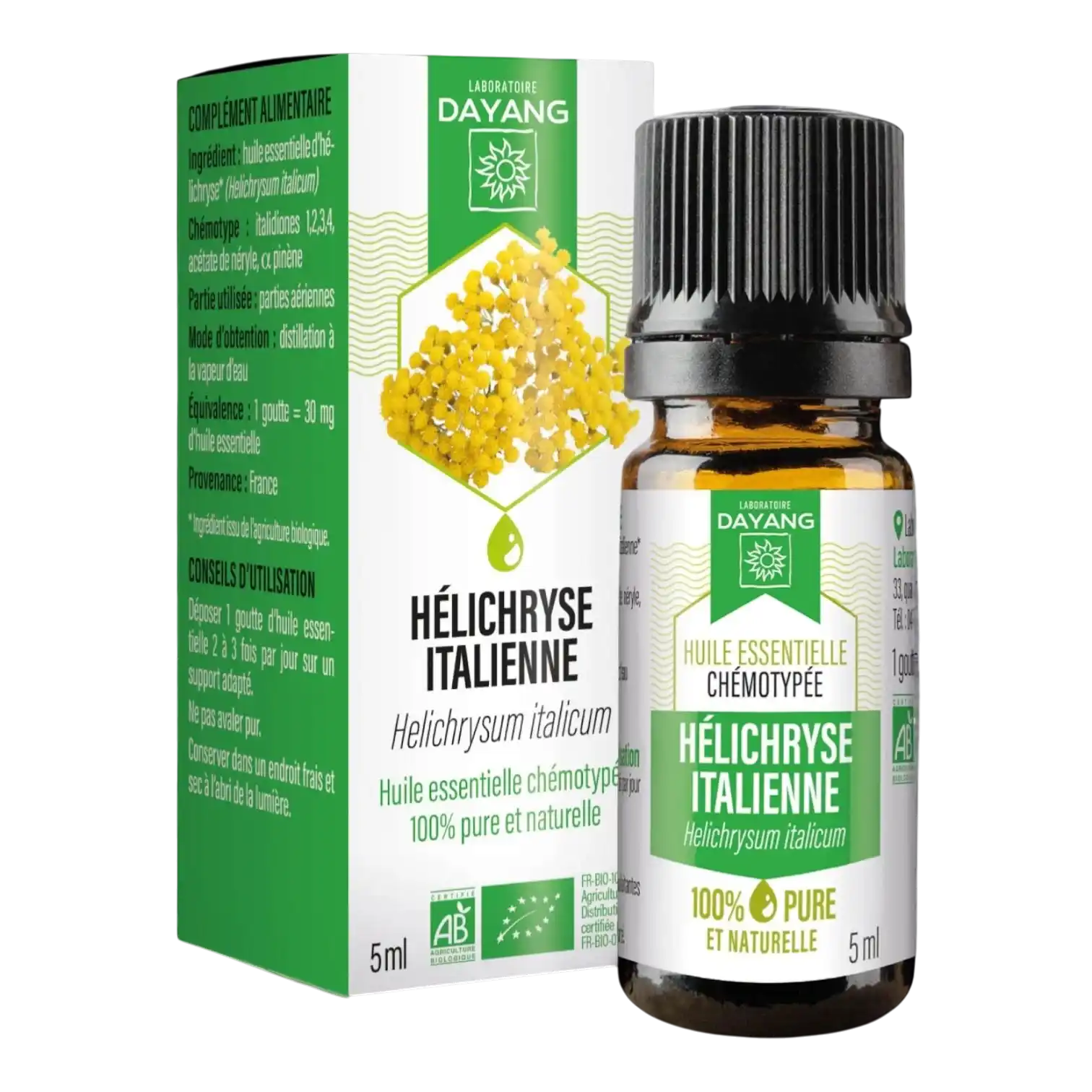 Flacon d'Huile Essentielle d'Hélichryse Italienne Bio DAYANG