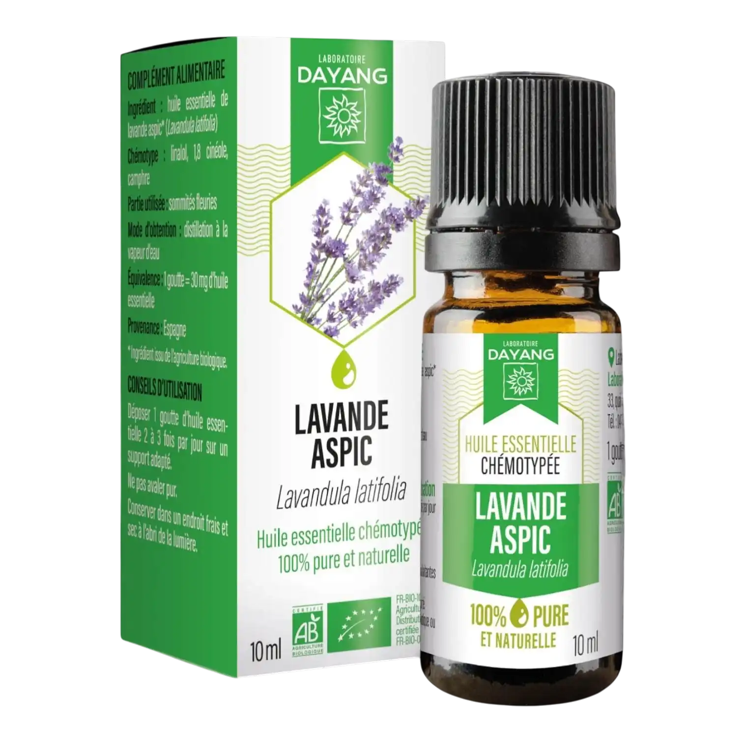 Flacon de DAYANG Huile Essentielle Lavande Aspic 10ml