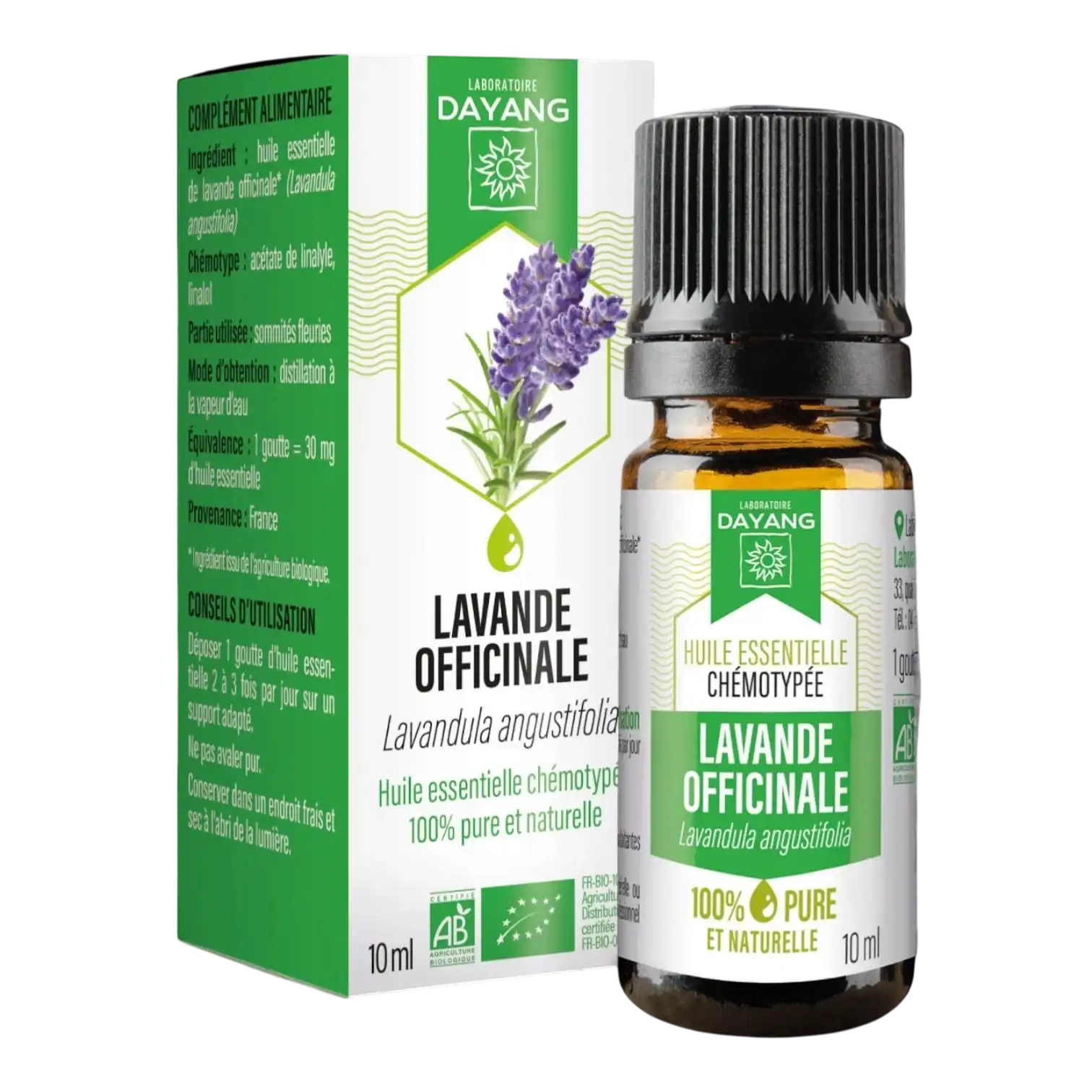 Flacon d'Huile Essentielle de Lavande Officinale Bio DAYANG