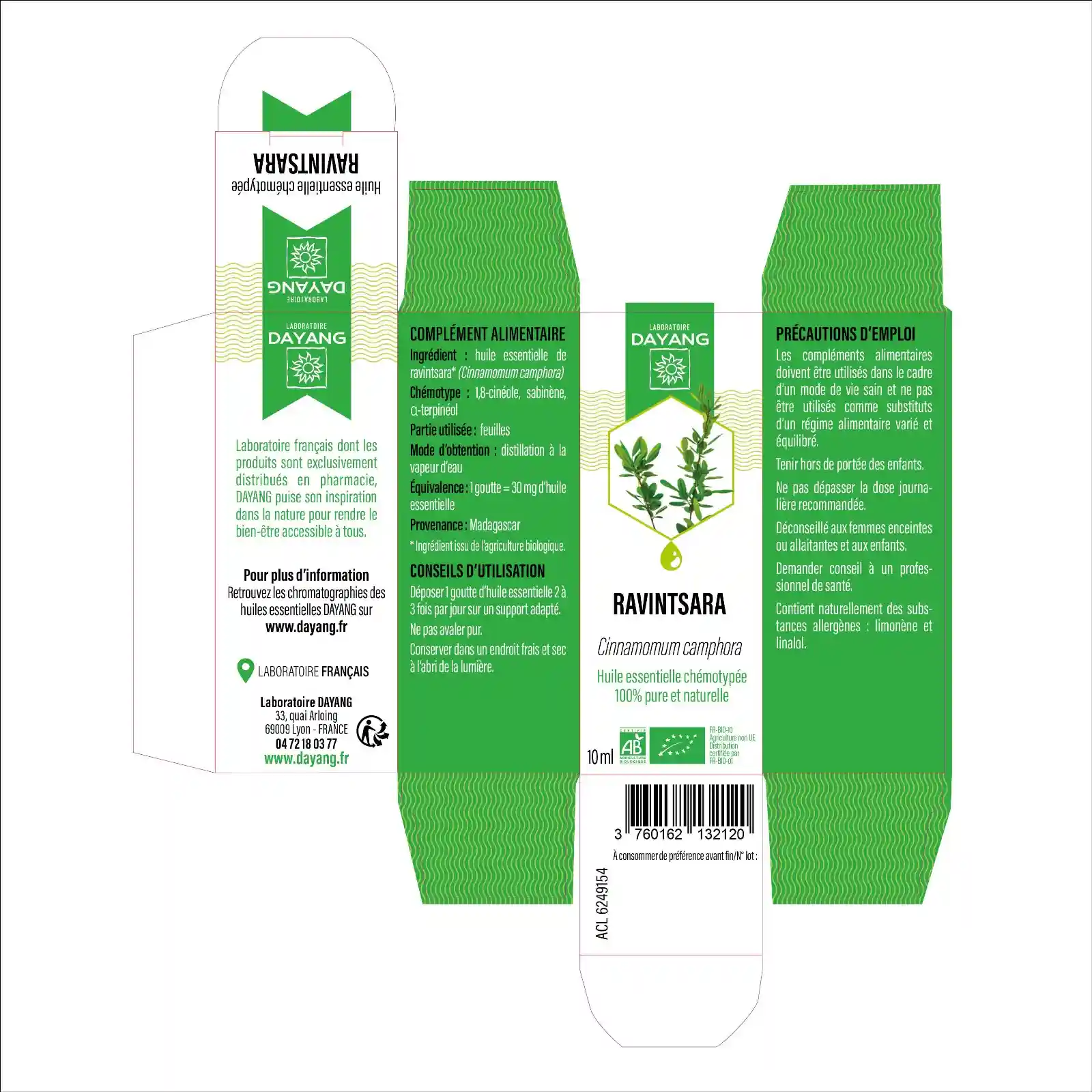 Flacon d'Huile Essentielle de Ravintsara Bio DAYANG 10ml