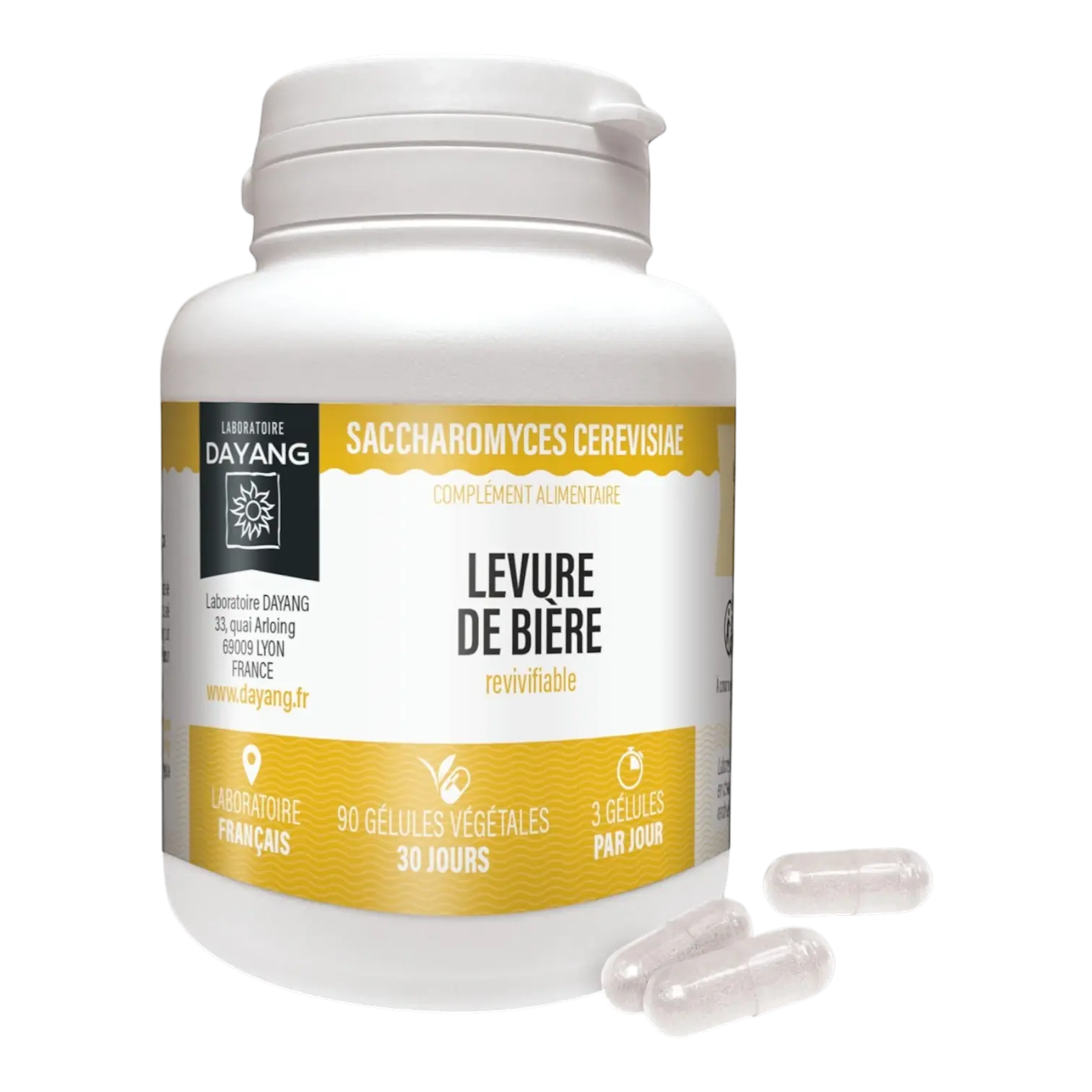 Flacon de DAYANG Levure de Bière Revivifiable 90 Gélules