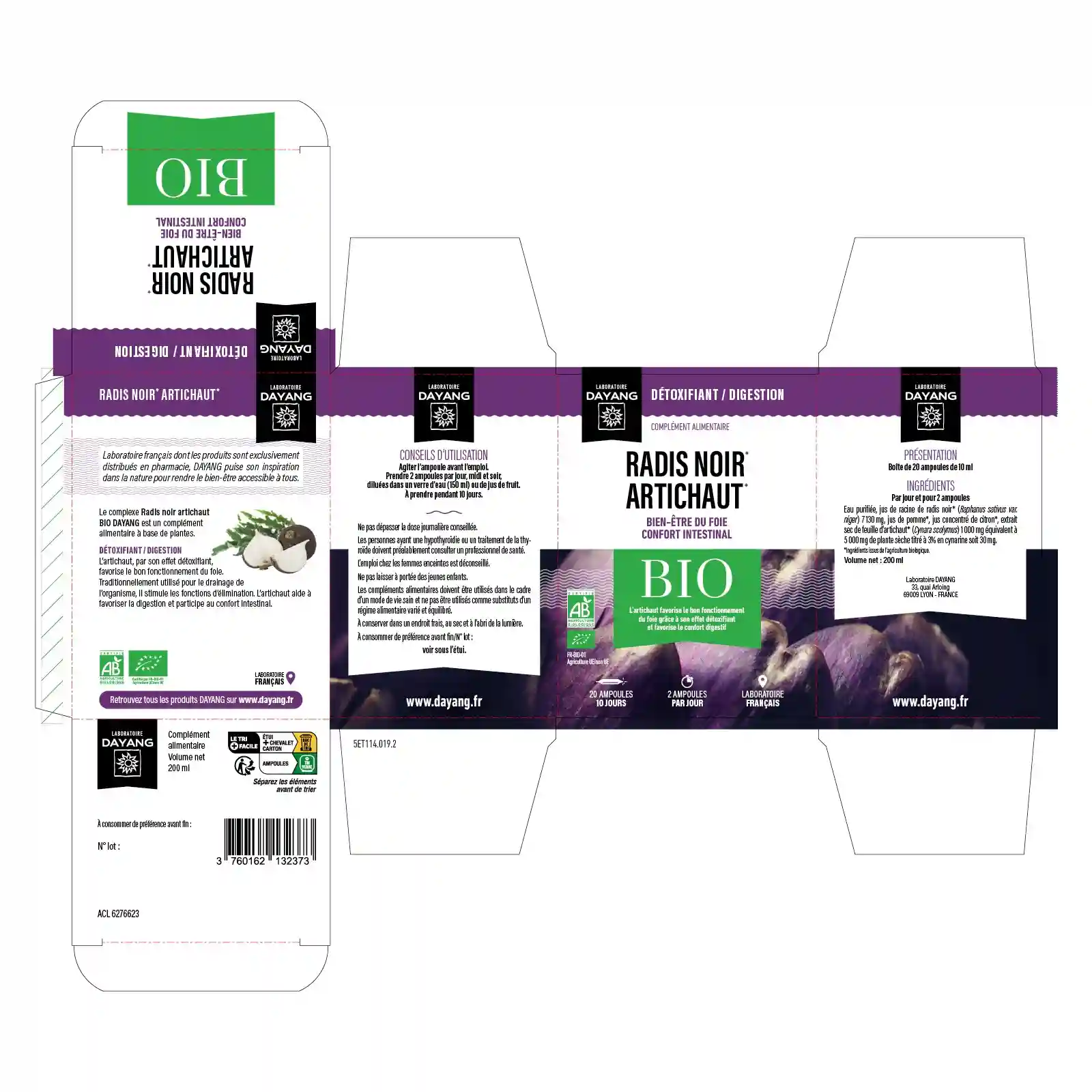 Boîte d'ampoules DAYANG Radis Noir Artichaut Bio