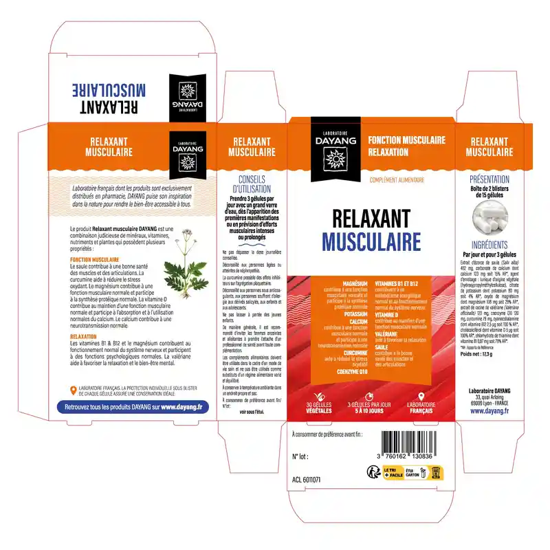Boîte de DAYANG Relaxant Musculaire 30 Gélules