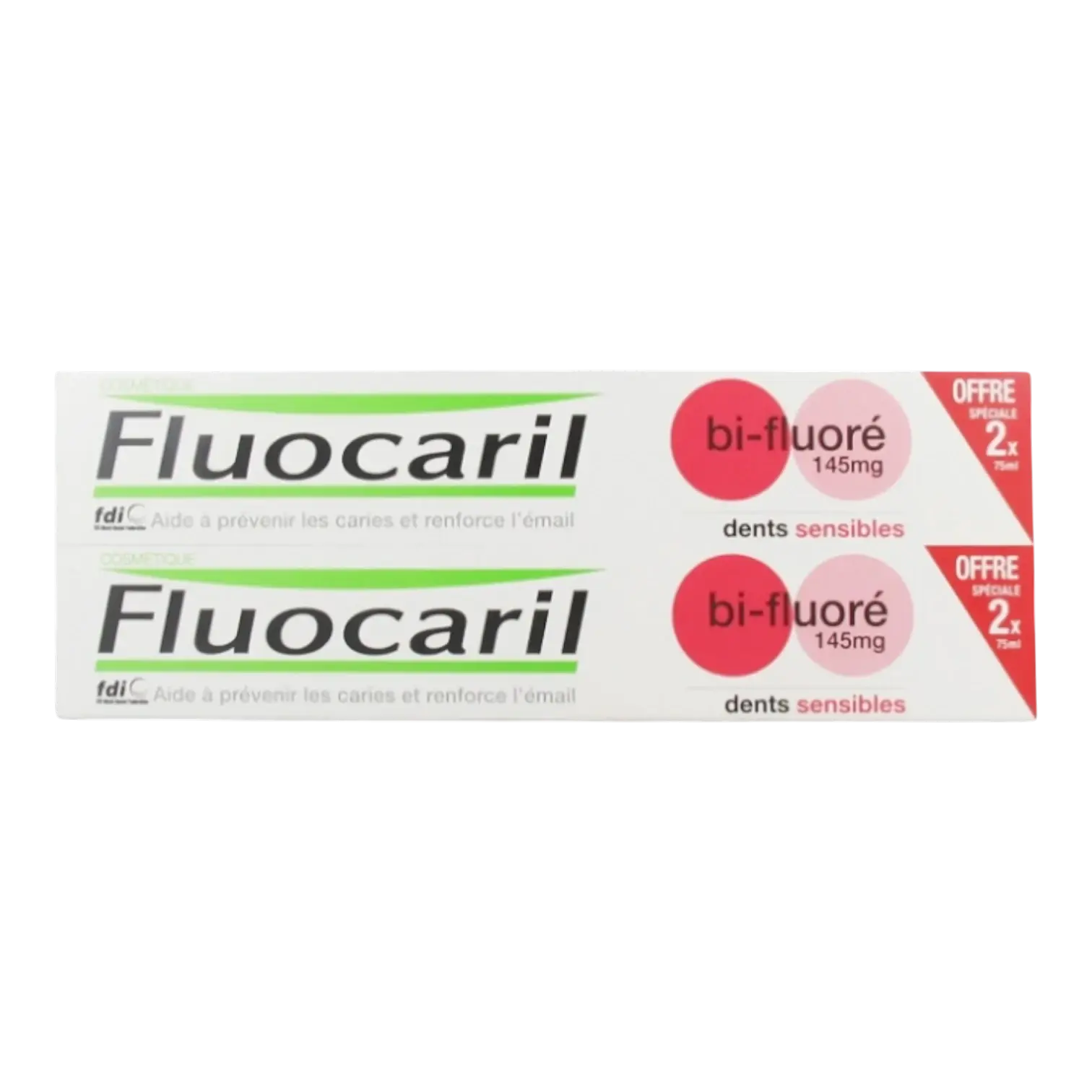 Lot de 2 dentifrices Fluocaril Bi-Fluoré 250mg Blancheur