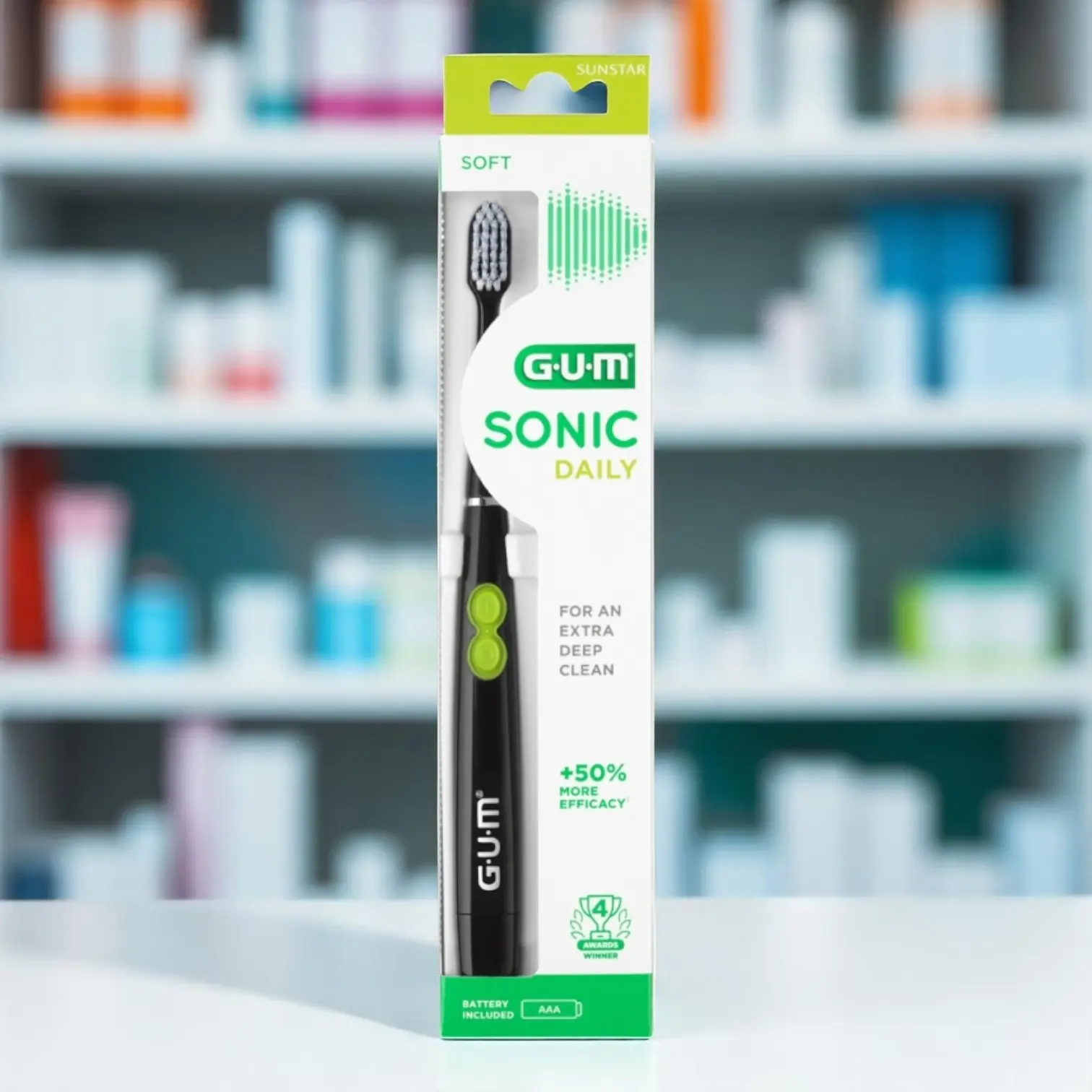 Brosse à dents GUM Sonic Daily avec ses accessoires