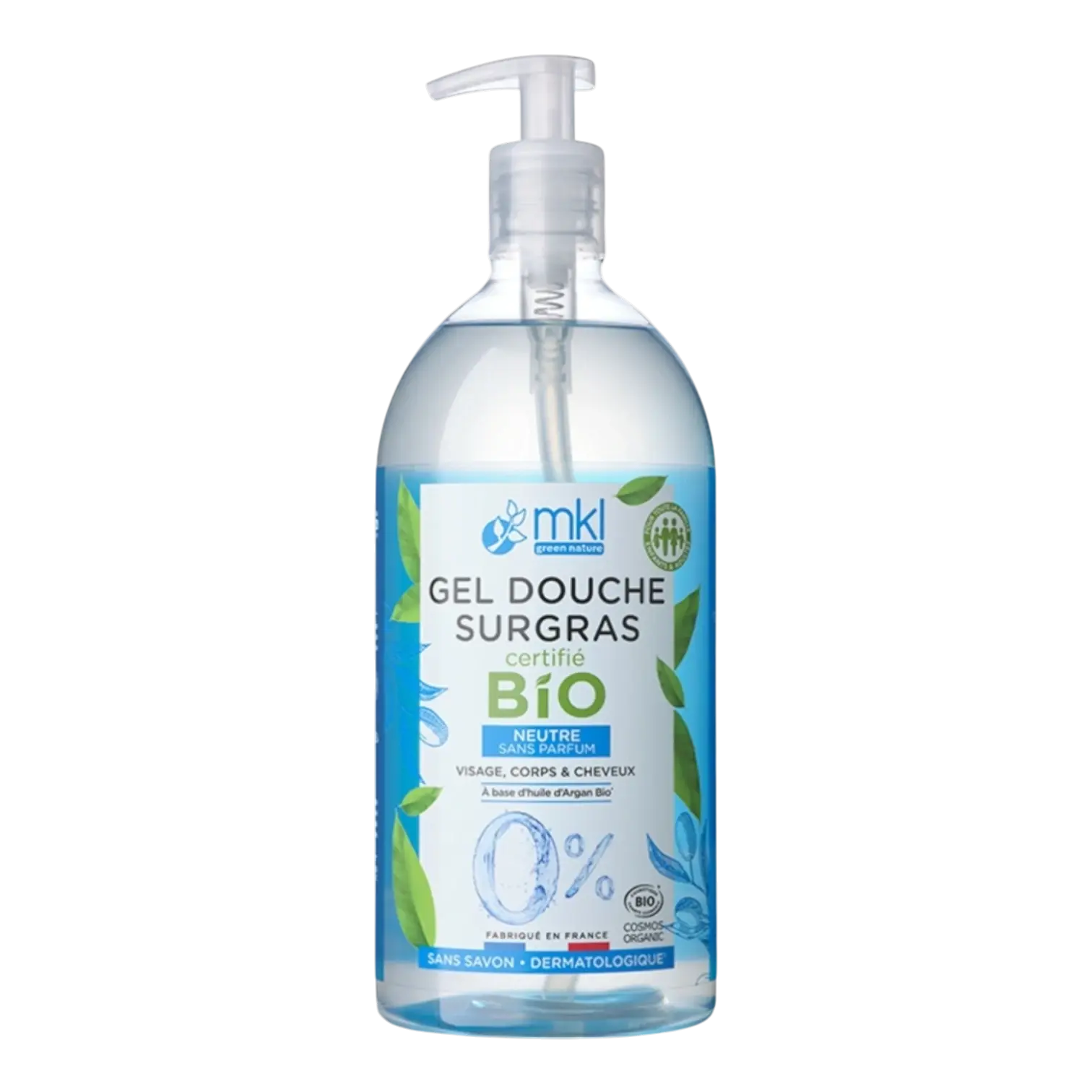 Flacon pompe du Gel Douche Surgras Neutre Bio MKL Green Nature
