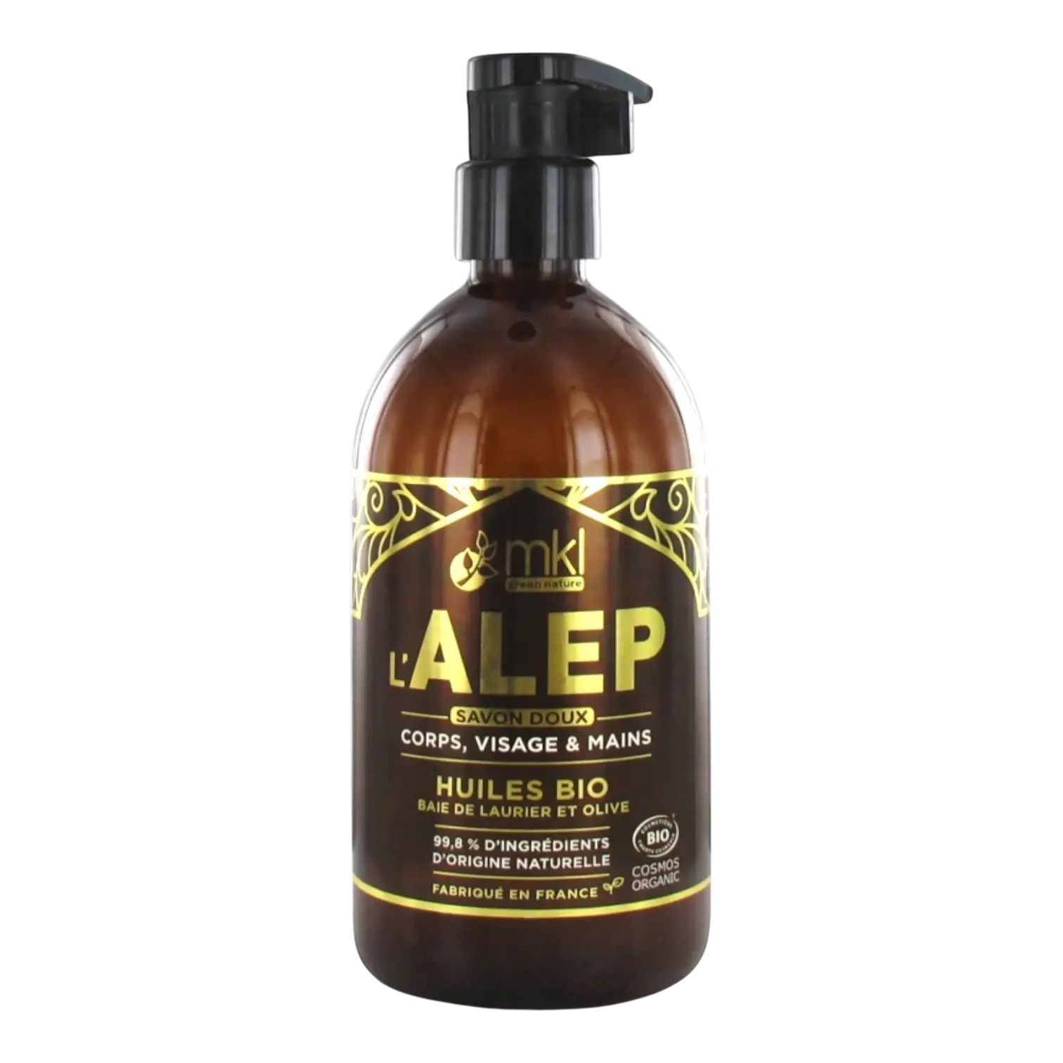 Flacon pompe du Savon Doux Bio L'Alep de MKL Green Nature