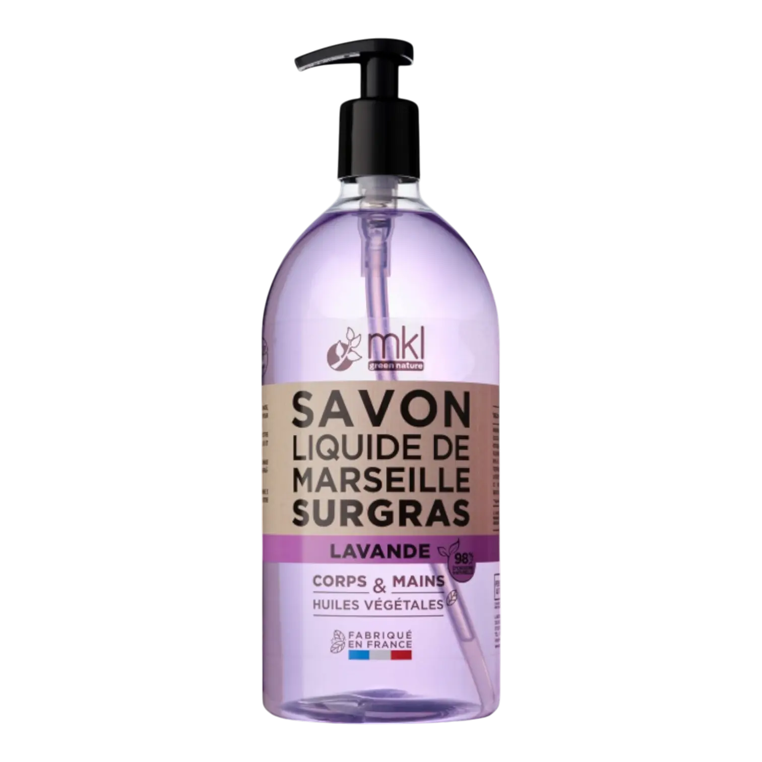Flacon de Savon Liquide de Marseille Surgras Lavande MKL GREEN NATURE