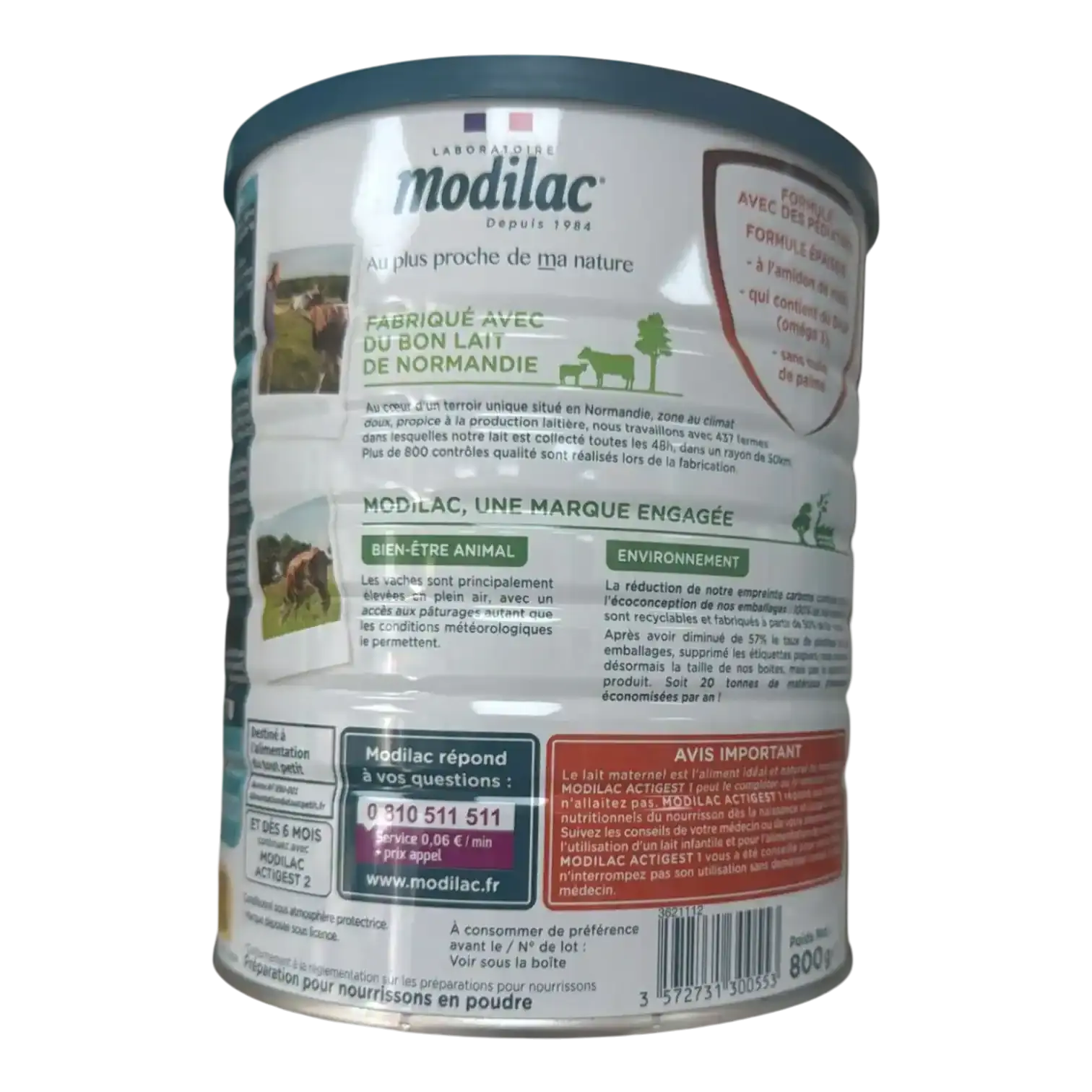 Boîte de lait Modilac Actigest 1er Âge 800g