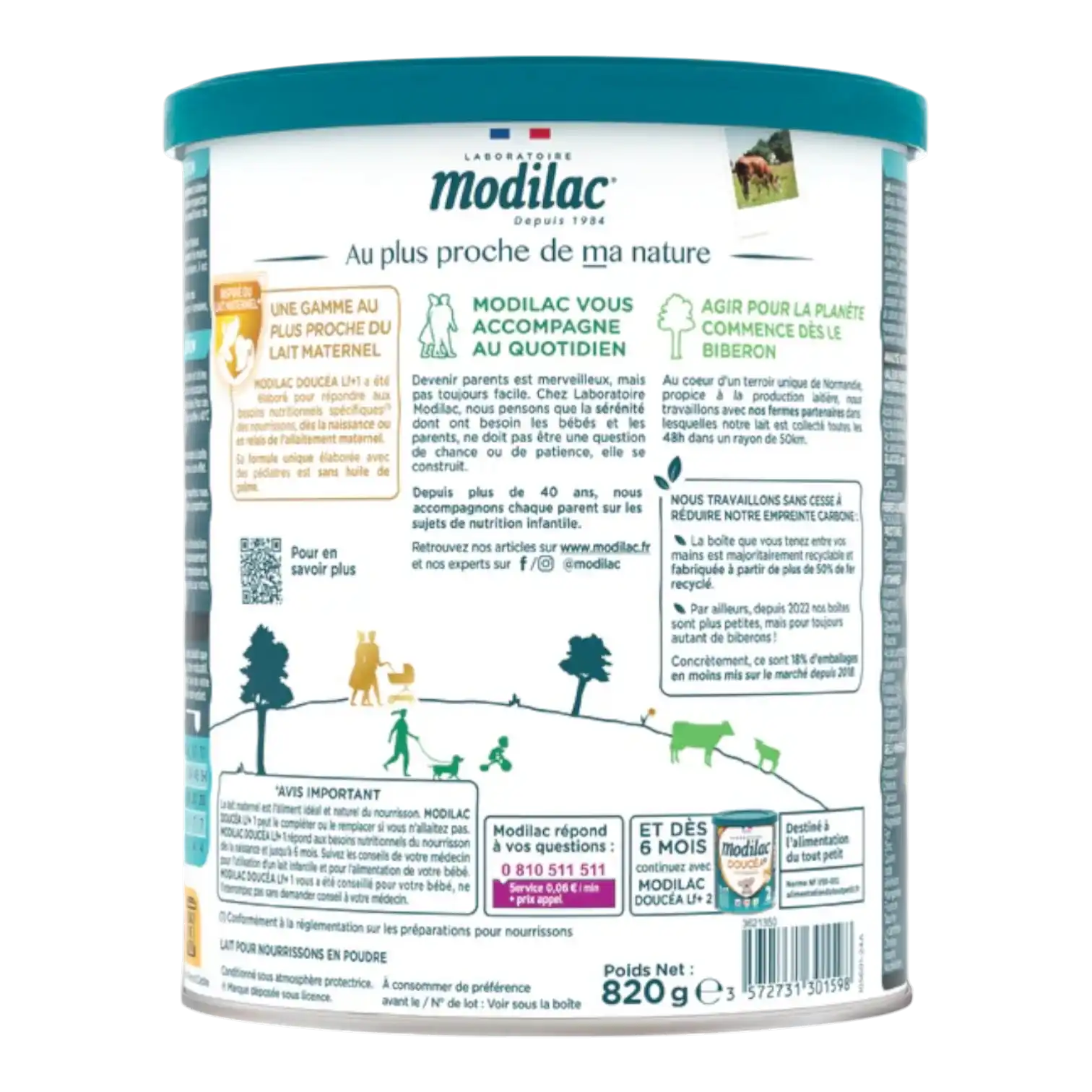 Boîte de lait en poudre Modilac Doucéa 1 820g