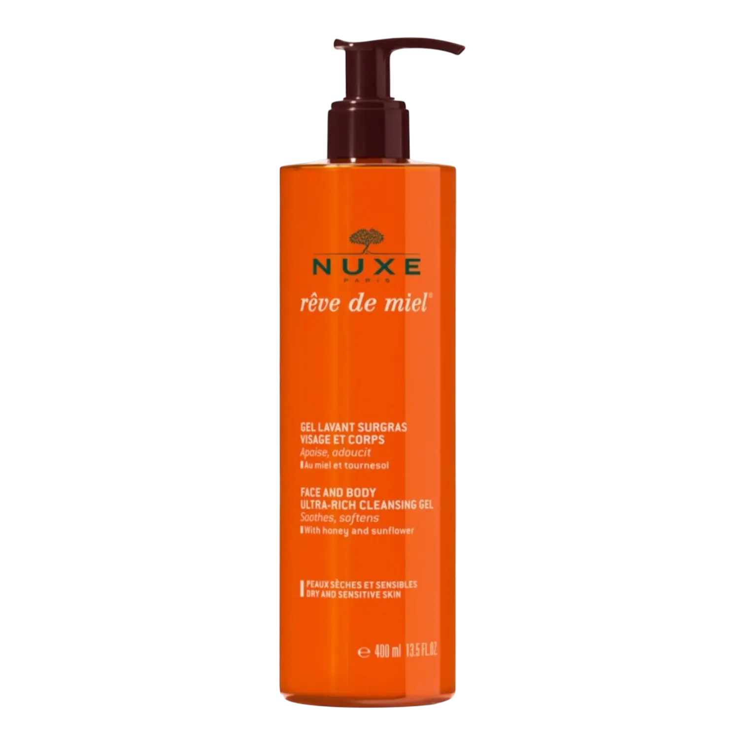 Flacon-pompe du Gel Lavant Surgras Nuxe Rêve de Miel