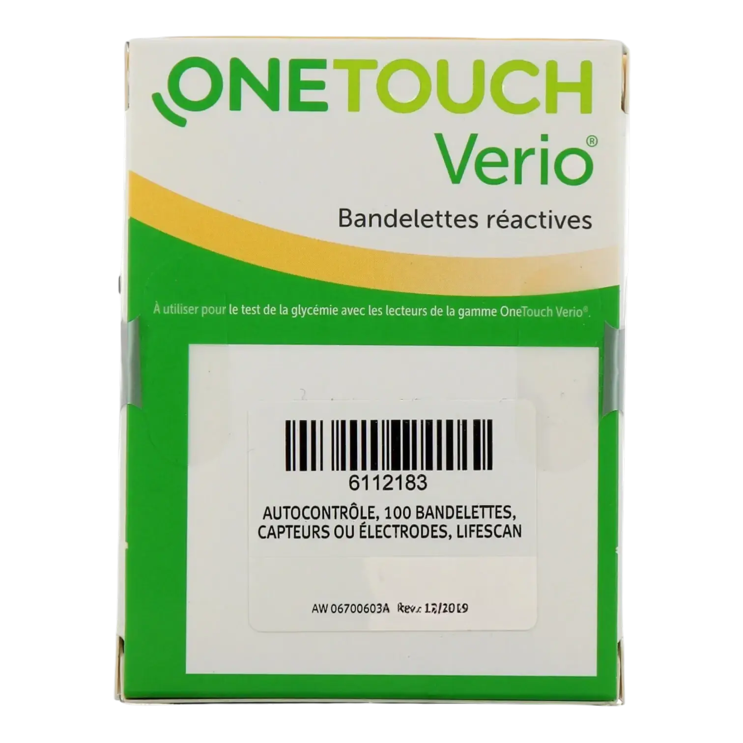 Boîte de 100 bandelettes réactives OneTouch Verio