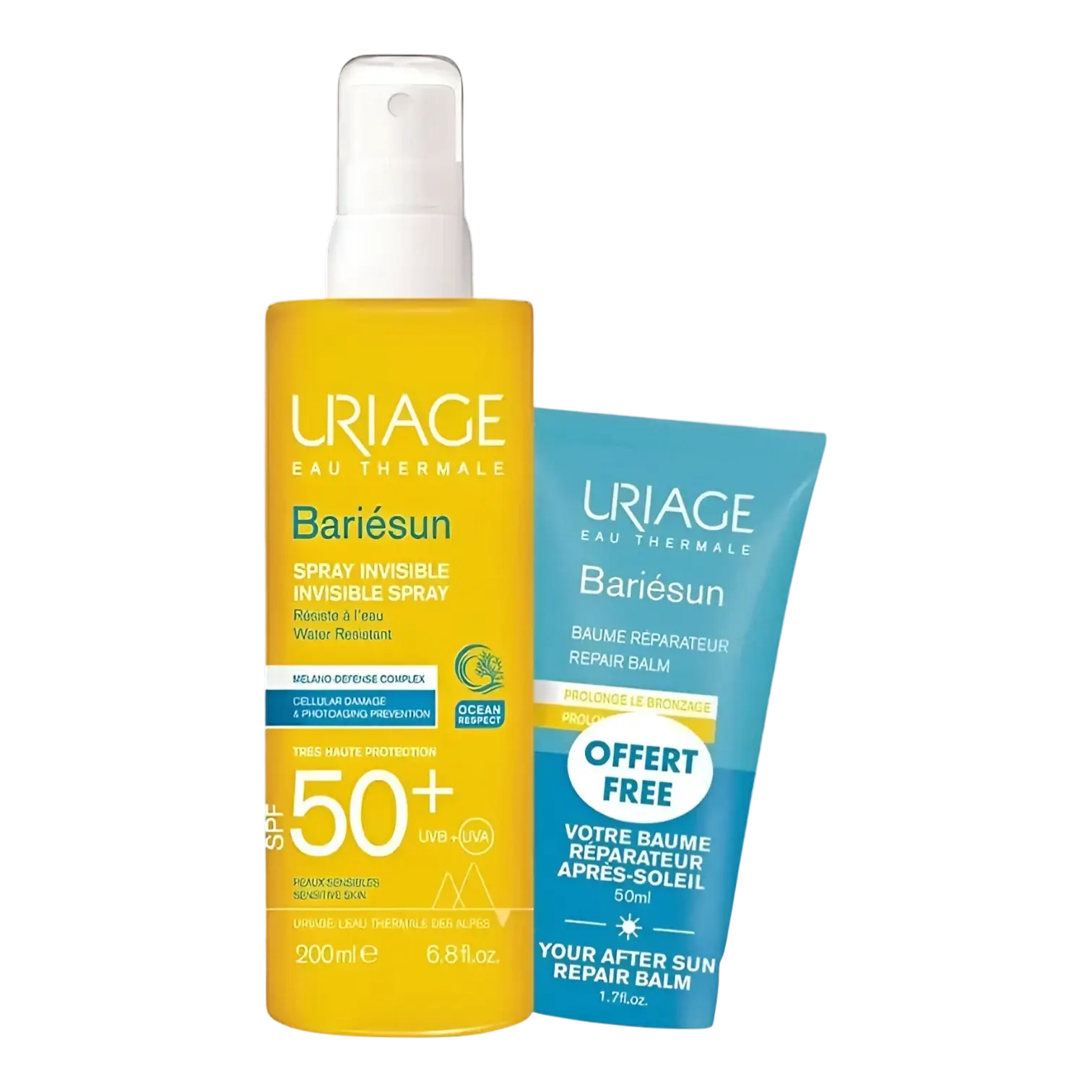 Pack Uriage Bariésun Spray Invisible SPF50+ et Baume Réparateur Après-Soleil