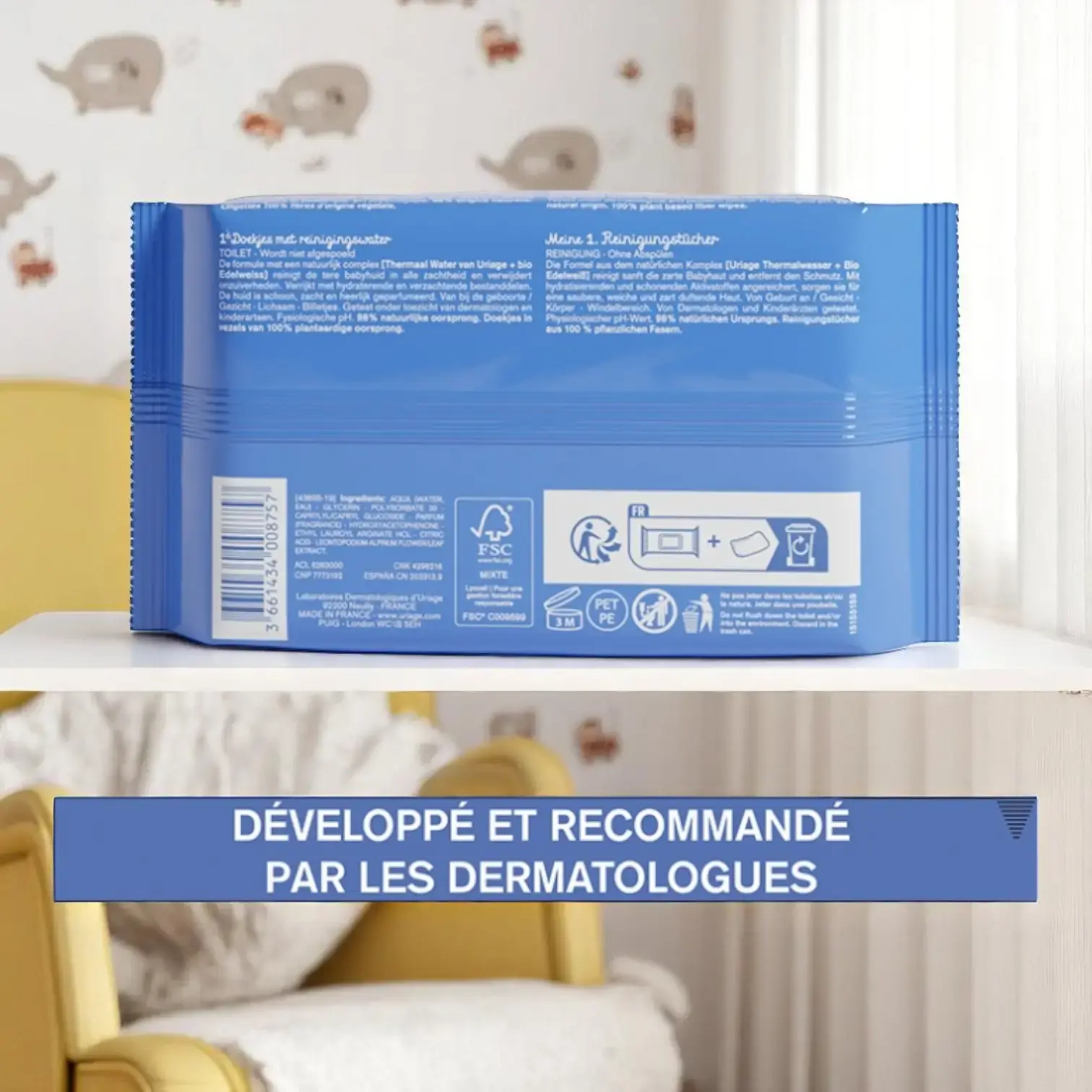 Paquet de 70 lingettes Uriage Bébé 1ères Lingettes d'Eau Nettoyante